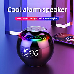 Universal Alarme cool haut-parleur alarme bluetooth mini-subwoofer carte radio petit haut-parleur téléphone horloge audio louange haut parleur portable (noir)