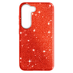 Avizar Coque Paillette pour Samsung Galaxy S23 Plus Semi-rigide Spark Case rouge