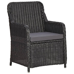 Acheter vidaXL Mobilier de bistro 3 pcs avec coussins Résine tressée Noir