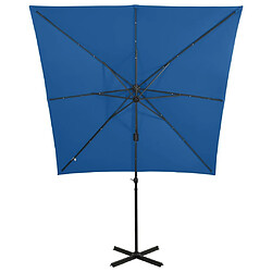 Maison Chic Parasol Jardin | Parasol déporté avec mat et lumières LED Bleu azur 250 cm - GKD62942 pas cher