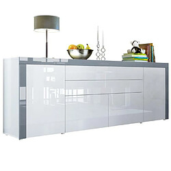 Mpc Buffet Blanc Et Gris Haute Brillance (lxhxp): 200 X 72 X 35