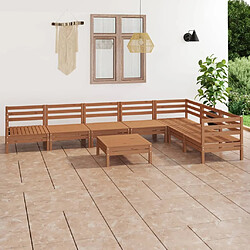 vidaXL Salon de jardin 8 pcs Bois de pin massif Marron miel