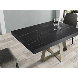 Inside 75 Table repas extensible CROSS 10 couverts 160/254x90cm pied métal plateau céramique noir