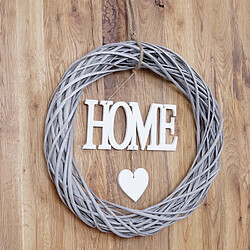 Acheter Mendler Décor de porte Home, rond, couronne de décoration, bois Ø 40cm blanc / gris