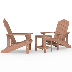 Maison Chic Chaises de jardin,Fauteuil/Chaise d'extérieur Adirondack avec table PEHD Marron -MN76114