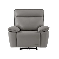 Avis Vente-Unique Fauteuil relax électrique en cuir de vachette gris NOVENA