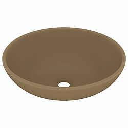 vidaXL Lavabo ovale de luxe Crème mat 40x33 cm Céramique