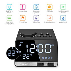 Acheter Réveil Haut-Parleur Bluetooth 4.2 Radio Fm 2 Ports Usb Réveil Alarme Digital Led