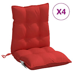 vidaXL Coussins de chaise à dossier bas lot de 4 rouge tissu oxford