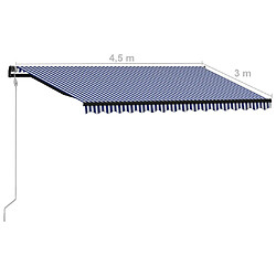 vidaXL Auvent rétractable automatique 450x300 cm Bleu et blanc pas cher