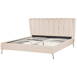 Beliani Lit double en velours avec port USB 180 x 200 cm beige MIRIBEL pas cher