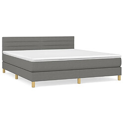 Maison Chic Lit Adulte - Lit simple Lit à sommier tapissier avec matelas moelleux - Meuble de Chambre - Gris foncé 180x200cm Tissu -MN27882