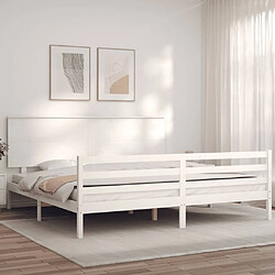 Maison Chic Lit adulte - Cadre Structure de lit avec tête de lit Contemporain blanc 200x200 cm bois massif -MN76955