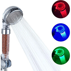 Goeco Pomme de douche led 3 couleurs tête de douche température douchette spa Chrome ABS pour accessoires de salle de bains