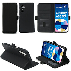 Xeptio Housse noire pour Samsung Galaxy A55 5G Etui noir de Protection Portefeuille à Rabat avec Porte Cartes