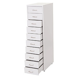 Acheter Mendler Caisson a roulettes Boston T851, armoire à tiroirs armoire en acier, 110x28x41cm 10 tiroirs ~ blanc