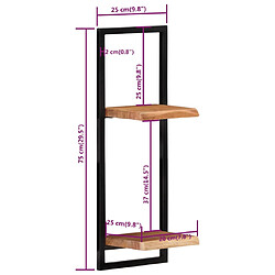 vidaXL Étagères murales 2 pcs 25x25x75 cm Bois d'acacia et acier pas cher