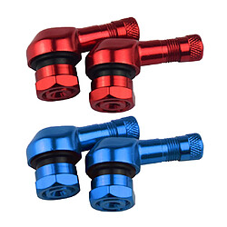 2 Paire de Rallonge de Valve de Pneu Adaptateur Prolongateur Coude de Valve 90 Degrés pour Moto Vélo Bleu et Rouge