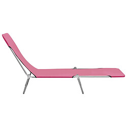 Acheter Maison Chic Lot de 2 Chaises longues pliables | Bain de soleil Relax | Transat Acier et tissu Rose -GKD67832