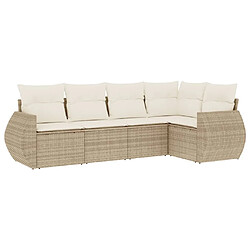 Maison Chic Salon de jardin avec coussins 5 pcs | Ensemble de Table et chaises | Mobilier d'Extérieur beige résine tressée -GKD16345