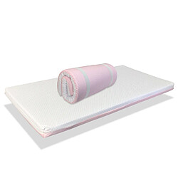 Dormalit Matelas Bébé Pliant pour lit de Voyage MIMO 120X60 ROSE Epaisseur 5 CM - Déhoussable, lavable, facile à transporter 