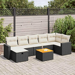 vidaXL Salon de jardin 8 pcs avec coussins noir résine tressée