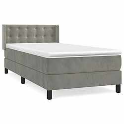 Maison Chic Lit adulte- Lit + matelas,Sommier à lattes de lit et matelas Gris clair 90x200 cm Velours -GKD69980