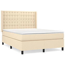 vidaXL Sommier à lattes de lit avec matelas Crème 140x190 cm Tissu