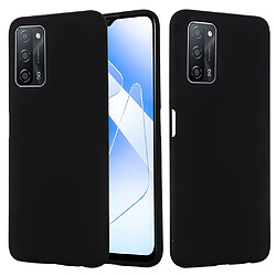 Coque en silicone Liquide de couleur unie avec sangle souple noir pour votre Oppo A55 5G/A54 4G