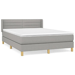 vidaXL Sommier à lattes de lit avec matelas Gris clair 140x200cm Tissu