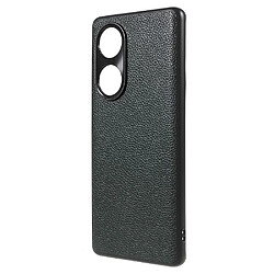 Coque en TPU + cuir véritable texture litchi vert foncé pour votre Honor 50/Huawei nova 9