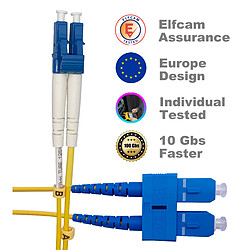 Elfcam Câble à Fibre Optique (Jarretière Optique) OS2 Monomode Duplex SC/UPC á LC/UPC pas cher