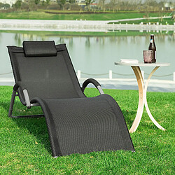 SoBuy OGS38-SCH Transat de Jardin Chaise Longue Bain de Soleil avec Appui-tête Noir