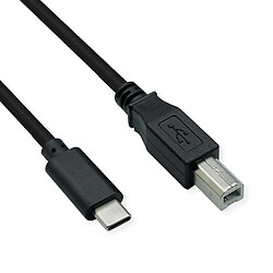 ROLINE Cable USB 2.0 Type C, C - B, St/St, Noir, 1,8 m