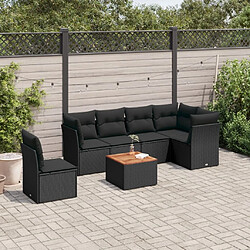 Maison Chic Salon de jardin 7 pcs avec coussins | Ensemble de Table et chaises | Mobilier d'Extérieur noir résine tressée -GKD21666