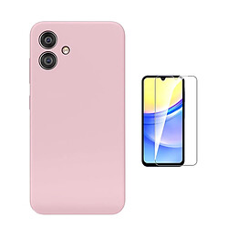 Kit Verre Trempé Clearglass + Housse En Silicone Liquide Phonecare Pour Samsung Galaxy A06 - Rose