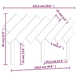 vidaXL Tête de lit Blanc 151,5x3x81 cm Bois massif de pin pas cher