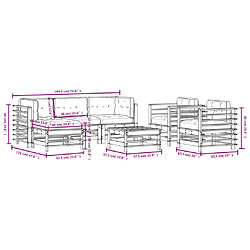 vidaXL Salon de jardin 7 pcs avec coussins gris bois massif pas cher