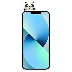 Coque en silicone décor de personnage de dessin animé 3D anti-chute pour votre iPhone 14 Plus - Panda blanc