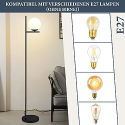 Acheter NETTLIFE Lampadaire Industriel - Noir Moderne avec Interrupteur à Pied Métal Design Blanc Verre Lampadaire E27 Vintage Câble 2M