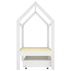 Acheter Maison Chic Lit d'Enfant Chambre - Cadre de lit pour enfant avec un tiroir Blanc Pin massif 70x140 cm -MN27143