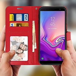 Acheter Avizar Housse Samsung Galaxy J6 Plus Étui Portefeuille Rangements Cartes Support Rouge