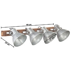 vidaXL Lampe murale industrielle Argenté 90x25 cm E27 pas cher