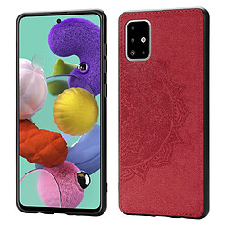 Wewoo Coque Pour Galaxy A71 Mandala Housse en tissu gaufré PC + TPU de téléphone portable avec fonction magnétique et dragonne rouge