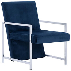 vidaXL Fauteuil avec pieds chromés Bleu Velours