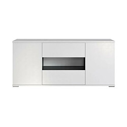 Avis STAR Meuble TV 2 portes 2 tiroirs - Blanc brillant et gris - L 150 x P 42 x H 67cm