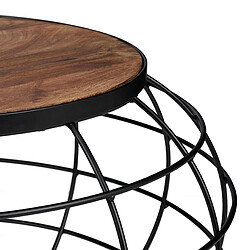 Helloshop26 Table basse ronde diamètre 67 cm en bois de manguier et fer marron et noir 13_0002603