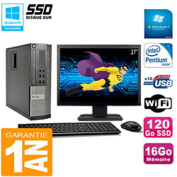 PC DELL 990 SFF Intel G840 Ram 16Go Disque 120Go SSD Graveur Wifi W7 Ecran 27" - Occasion