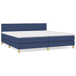 vidaXL Sommier à lattes de lit avec matelas Bleu 200x200 cm Tissu