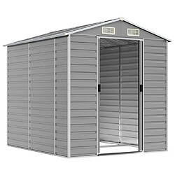 Helloshop26 Abri de jardin cabane cabanon maison de stockage remise extérieur hangar outils robuste clair 191 x 215 x 198 cm acier galvanisé gris 02_0022242